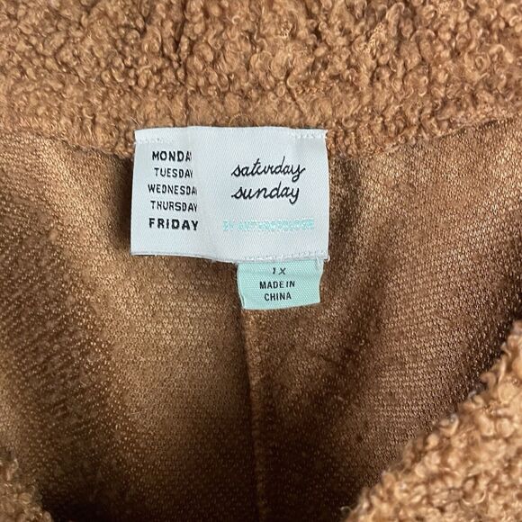 Anthropologie Saturday Sunday Womens 1X Brown Victoria Sherpa Wide Leg Pant - Picture 4 of 5